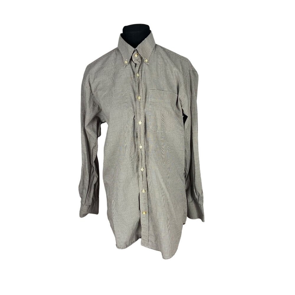 Peter Millar Shirt Men's Brown Plaid Long Sleeve Button Up Shirt
